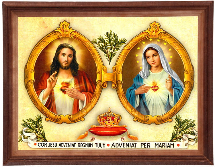 obraz  30x40cm SERCE JEZUSA I MARYI