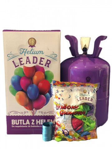 butla z helem na 50 balonów + balony i wstążka
