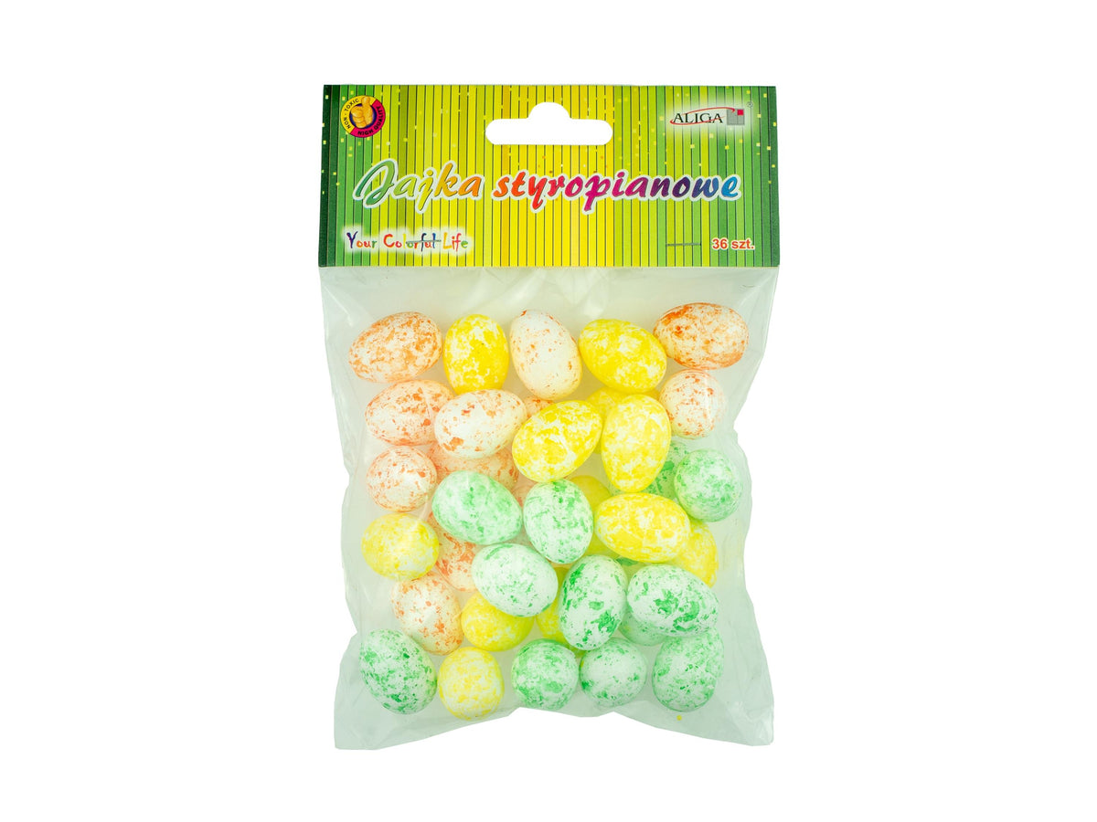 jajka styropianowe kolorowe nakrapiane, wys. 2,5 cm 36 szt. | WPJ-7484