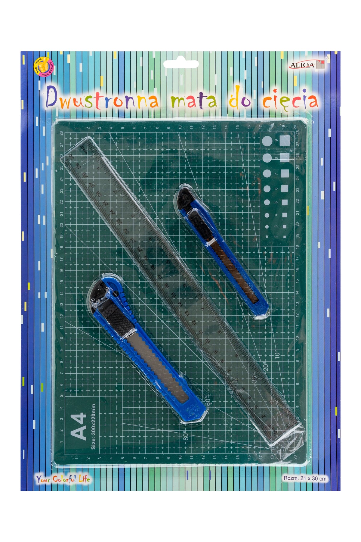 mata do cięcia rozm. 21 x 30cm + 2 nożyki i linijka 30cm MDC-A4
