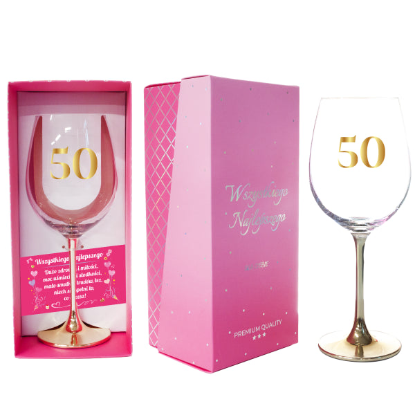 kieliszek do wina 500ml ze złotą nóżką "50 "
