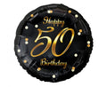 balon foliowy B&C Happy 50 Birthday czarny nadruk złoty 18" | FG-O50Z