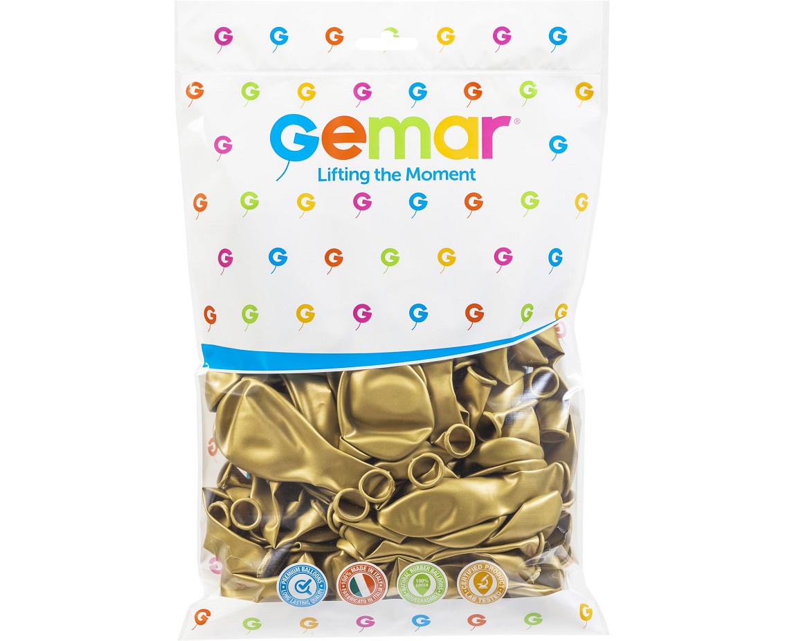 Balony Gemar 12" 30cm , metalik złoty dorato100 szt    GM110/74