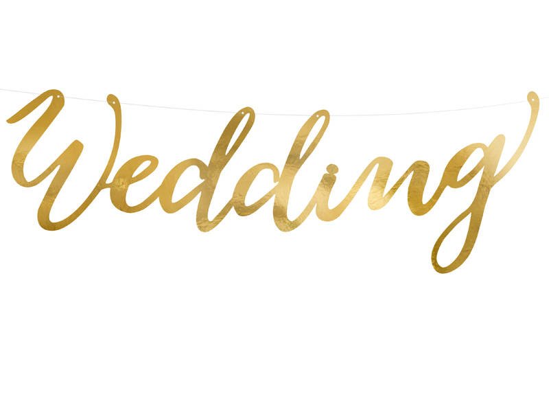 baner Wedding  złoty 16,5 x 45cm | GRL38-019