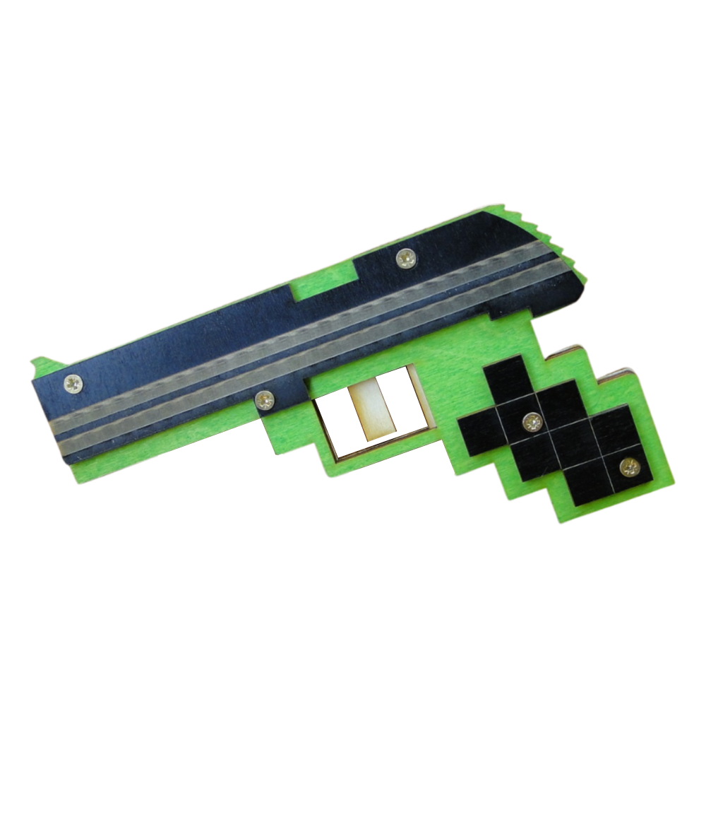 drewniany pistolet Minecraft na gumki 20 x 11cm P1144W1
