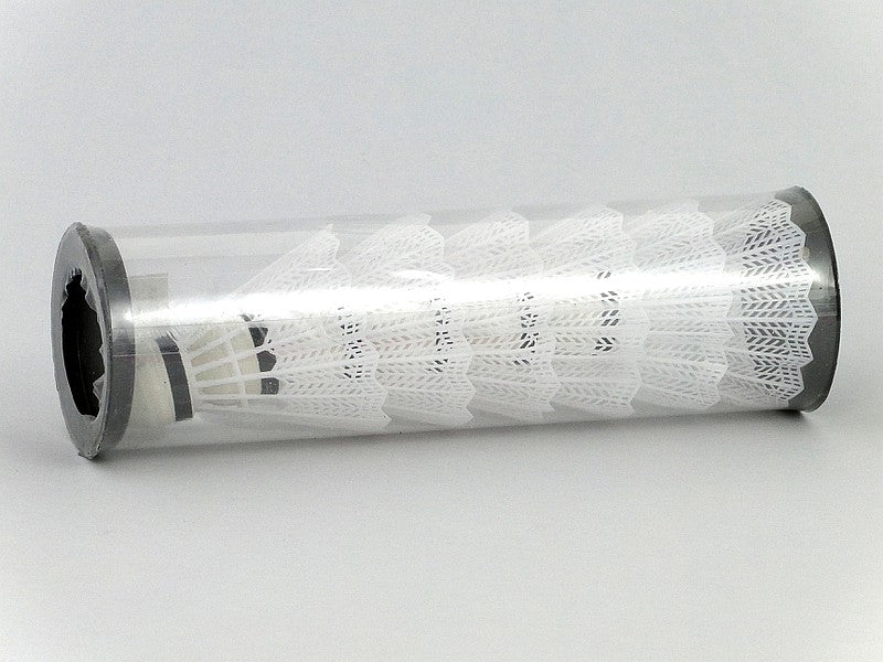 zestaw 6 lotek do badmintona białe w tubie PVC 22 x 6,5cm