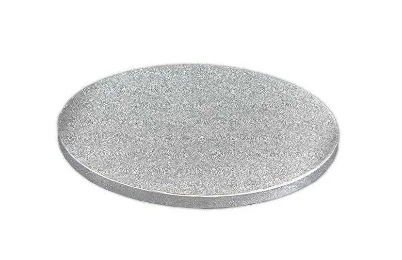 podkład pod tort  srebrny okrągły 25 cm  x  1,2 cm H  - 0924