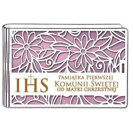 pudełko na pieniądze banknotówka KOMUNIA – od MATKI CHRZESTNEJ – Ażur 3302A-KOM2R-MC