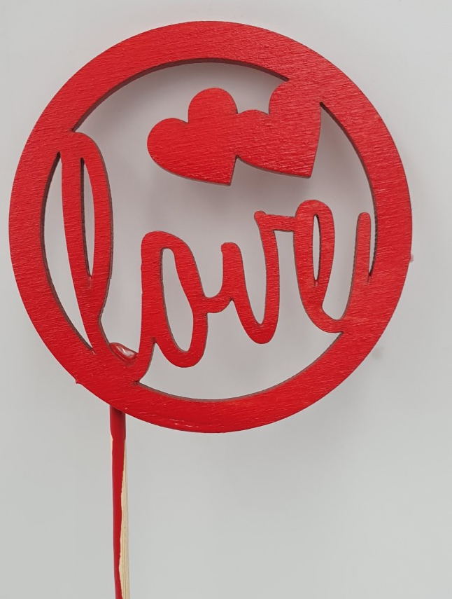 pik drewniany  z napisem " Love " serca   3szt.
