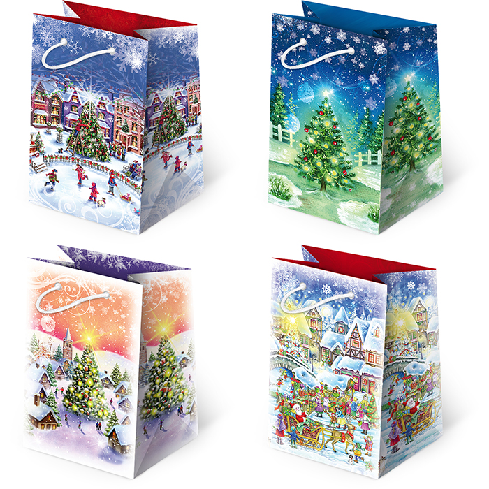 torebki ozdobne 10szt. T-5L set S-46 Christmas Night 10 x 16 x 6 cm
