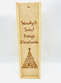 skrzynka na wino grawerowana Wesołych Świąt  38 x 10 cm.    - P587