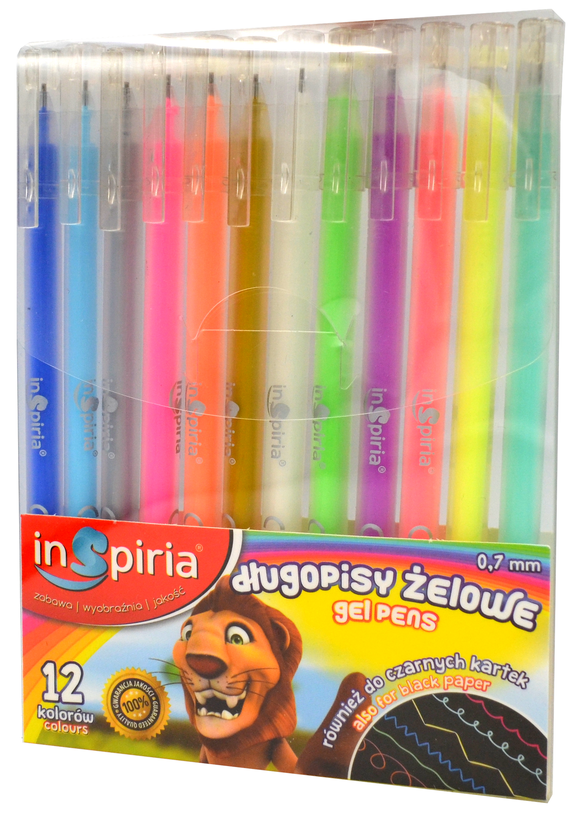 długopisy żelowe 12 kolorów INSPIRIA