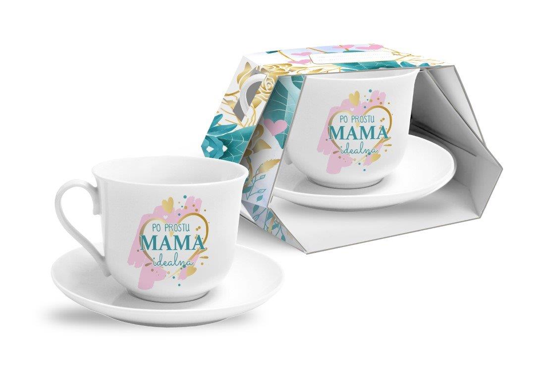 filiżanka ze spodkiem 400ml Po prostu mama idealna