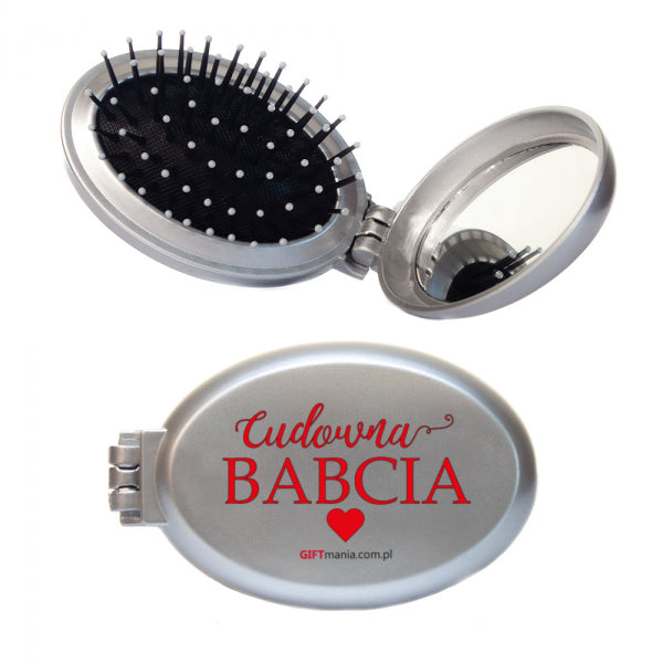 szczotka składana z lusterkiem "Cudowna Babcia"