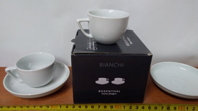 komplet 2 filiżanek ze spodkami do espresso  białe ROSENTHAL