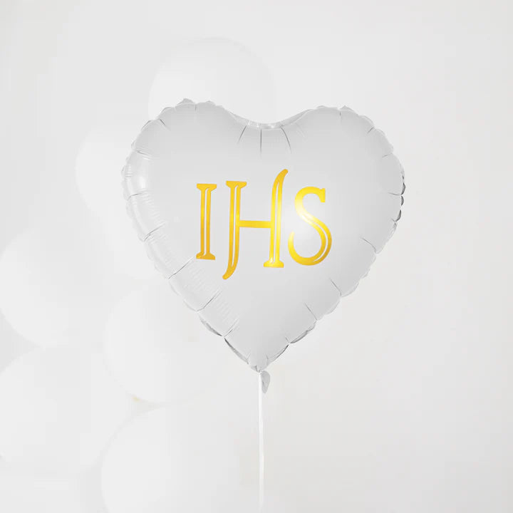 balon foliowy serce IHS biało-złoty 45cm 127575
