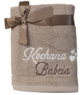 ręcznik bawełniany " KOCHANA BABCIA ". 50 x 90 cm. kolor jasno-brązowy