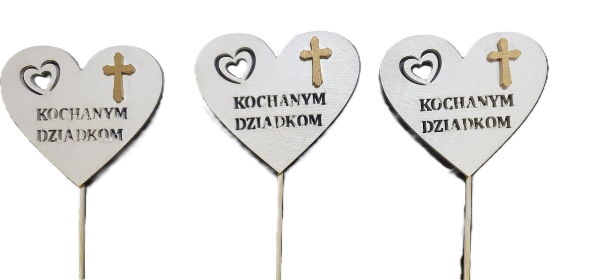 serce na piku  3szt. KOCHANYM DZIADKOM
