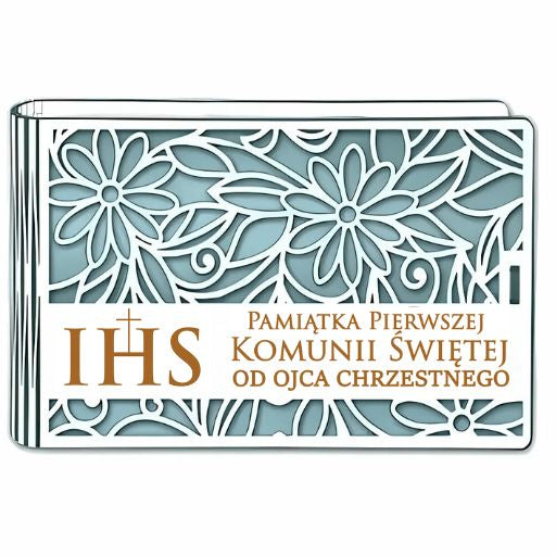 pudełko na pieniądze banknotówka KOMUNIA – od OJCA CHRZESTNEGO – Ażur 3302A-KOM2N-OC
