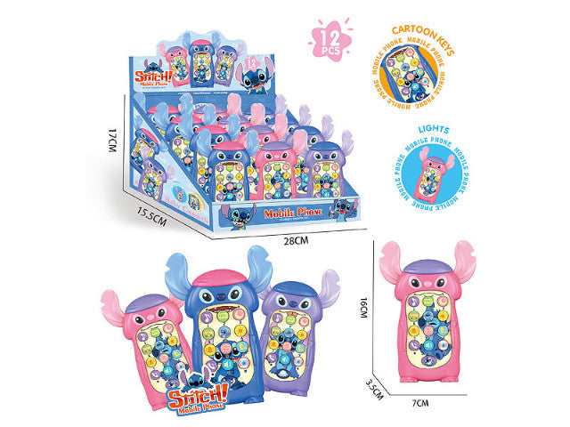 telefon zwierzak światło i dźwięk 16cm STITCH BTEL6929
