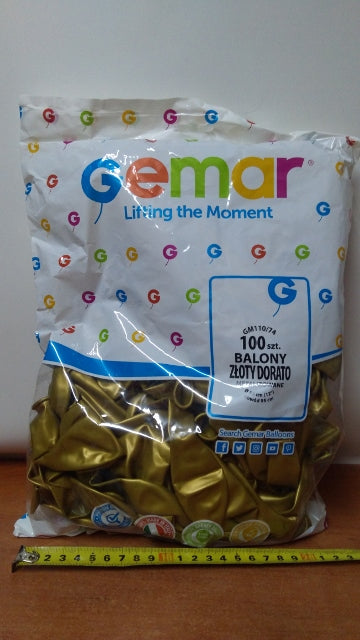Balony Gemar 12" 30cm , metalik złoty dorato100 szt    GM110/74