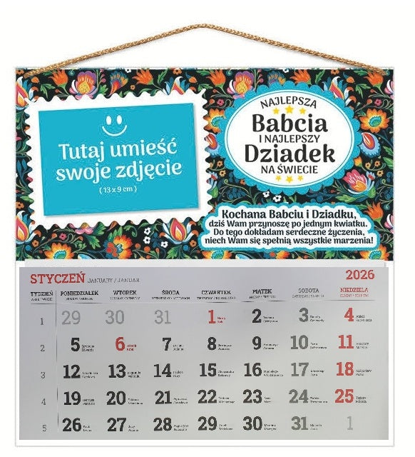 kalendarz 2026 Najlepsza Babcia Najlepszy Dziadek na świecie | 3338-BD1