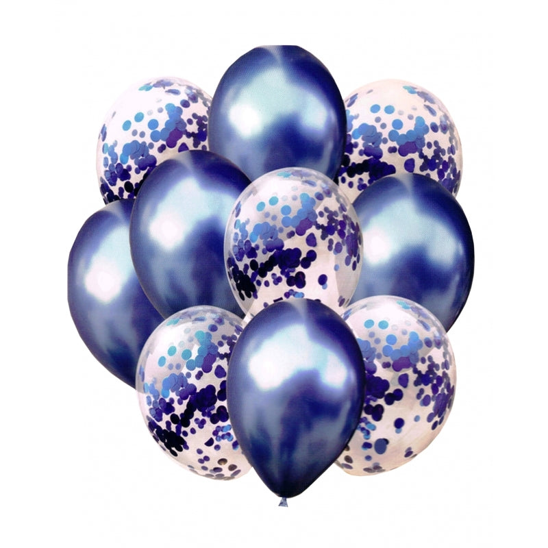 zestaw balonów metalicznych granatowych i konfetti 33 cm, 10 sztuk BCS-693