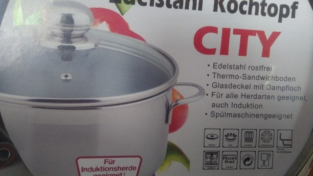garnek 2,9l. ze stali nierdzewnej + szklana pokrywka fi-20 CITY