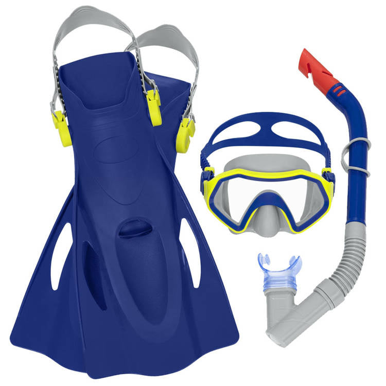zestaw do snorkelingu maska z rurką i płetwami niebieski 7+ Bestway 25046