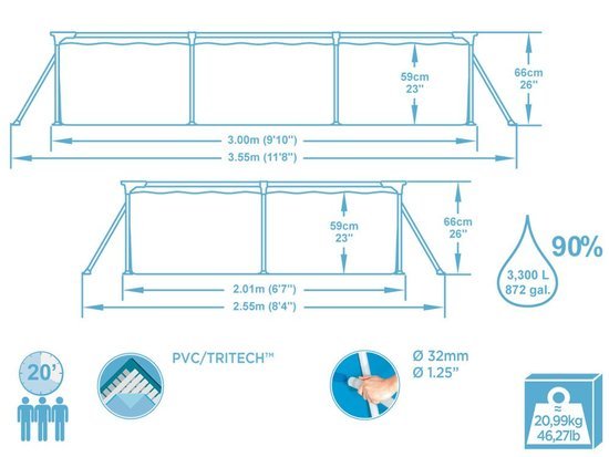 basen STELAŻOWY 300x201x66cm 8w1 Bestway | 56411