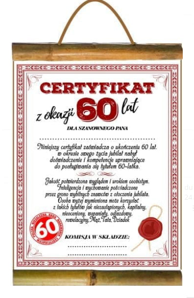 dyplom URODZINY ''60'' dla Pana