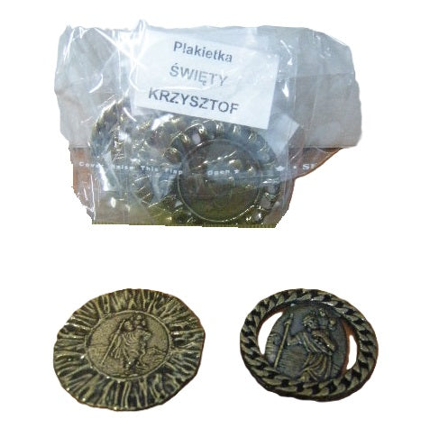 plakietka metalowa św. Krzysztof  10szt.