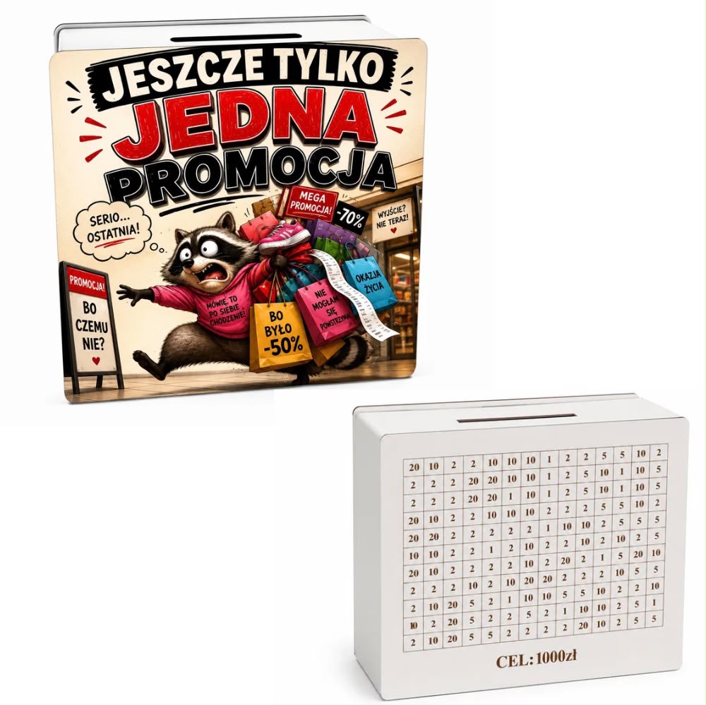 skarbonka wykreślanka JESZCZE TYLKO JEDNA PROMOCJA