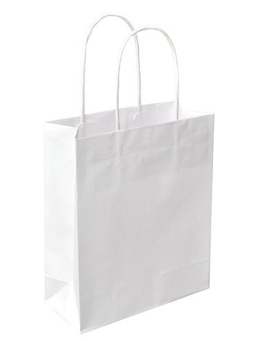 Torba 25szt  papierowa ekologiczna ze skręcanym uchytem biała 25x10x32