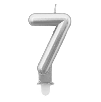 świeczka 24szt.  cyfra srebrna ,,7''