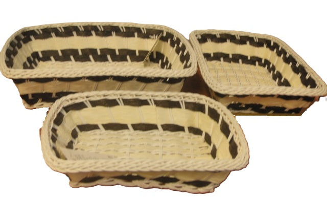 koszyki plecione prostokątne 26 x21x7   22,5x17x6,5   19x14x6 - 3szt