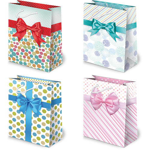 torebki ozdobne 10szt 16 x 24 x 7,5 cm T-4L SET 42 KOKARDY CUKIERKOWE