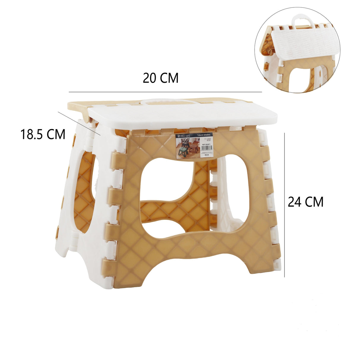 taboret składany plastikowy 18,5 x 20 x 24cm