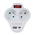 rozgałęźnik elektryczny z wyłącznikiem 2 gniazda z ładowarką USB-C/USB-A  ELK311W