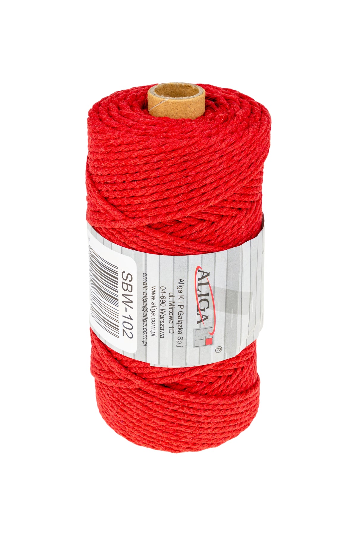 sznurek bawełniany czerwony 3mm x 100m (splot 21 nitek) SBW-102