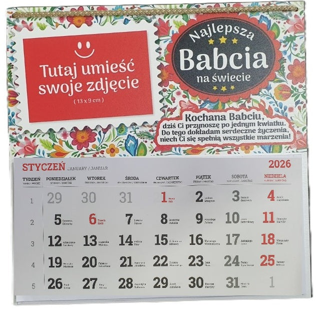 kalendarz 2026 Najlepsza Babcia na świecie | 3338-B1
