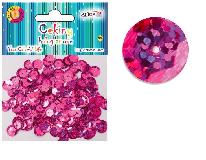 cekiny 12szt  hologramowe C. RÓŻOWE 8mm 10g | MT-6600