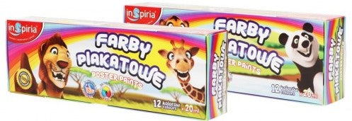 farby 12 kolorów plakatowe 20ml INSPIRIA