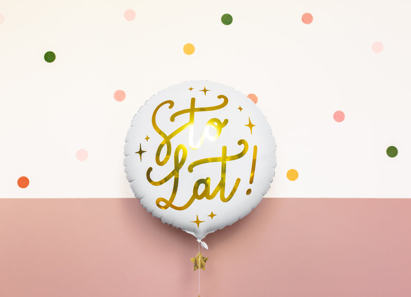 Balon foliowy Sto lat!, 35cm, biały   FB59