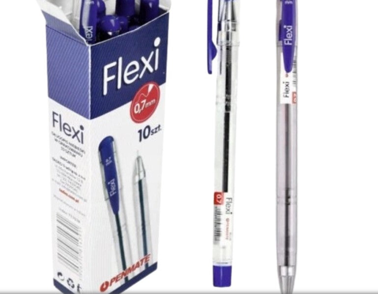 długopisy 10szt. TADEO FLEXI 0,7mm NIEBIESKIE