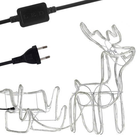 renifer z saniami led- ciepły biały | 17219