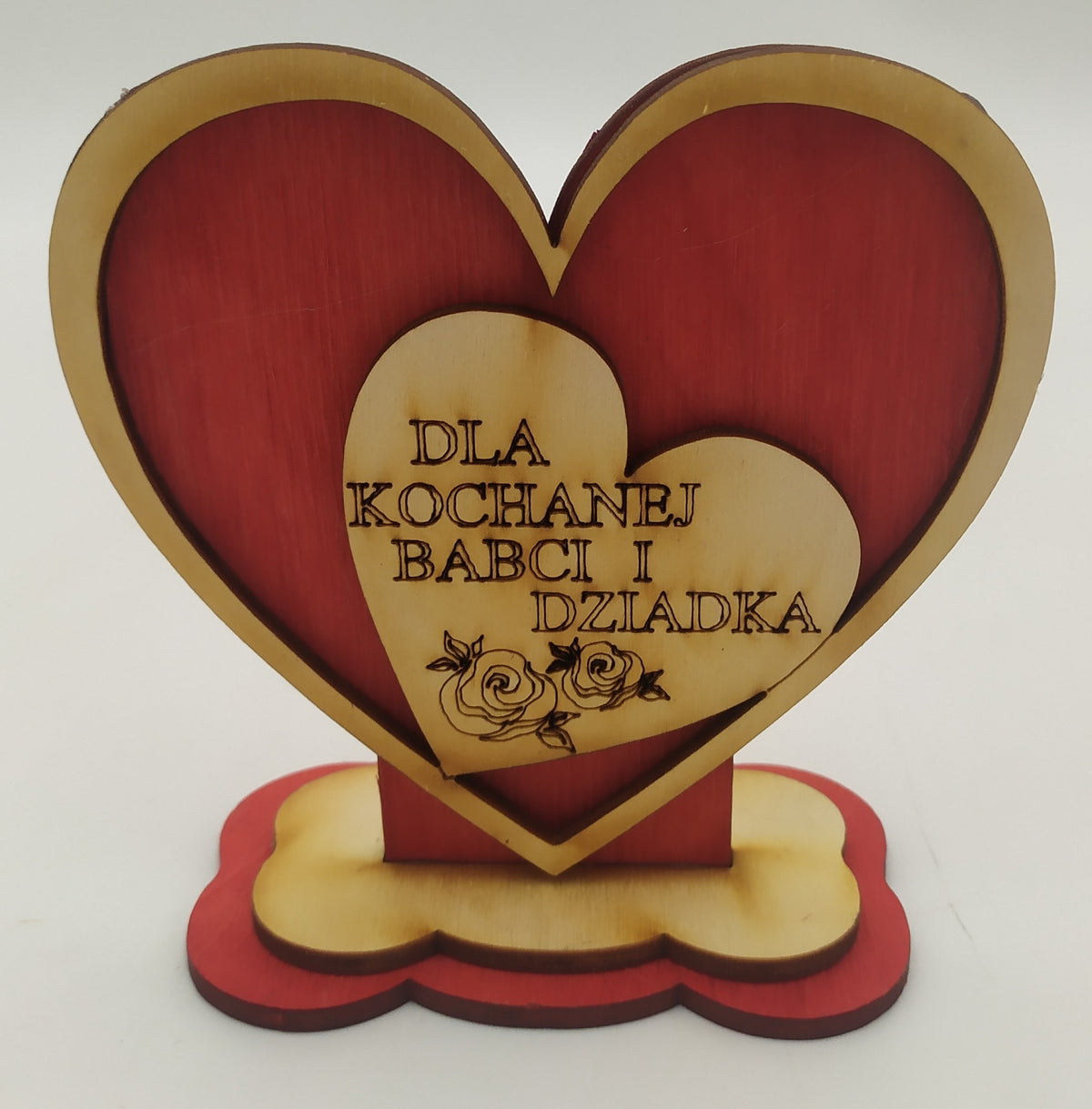 serce drewniane stojące dla BABCI I DZIADKA XXL 23 cm