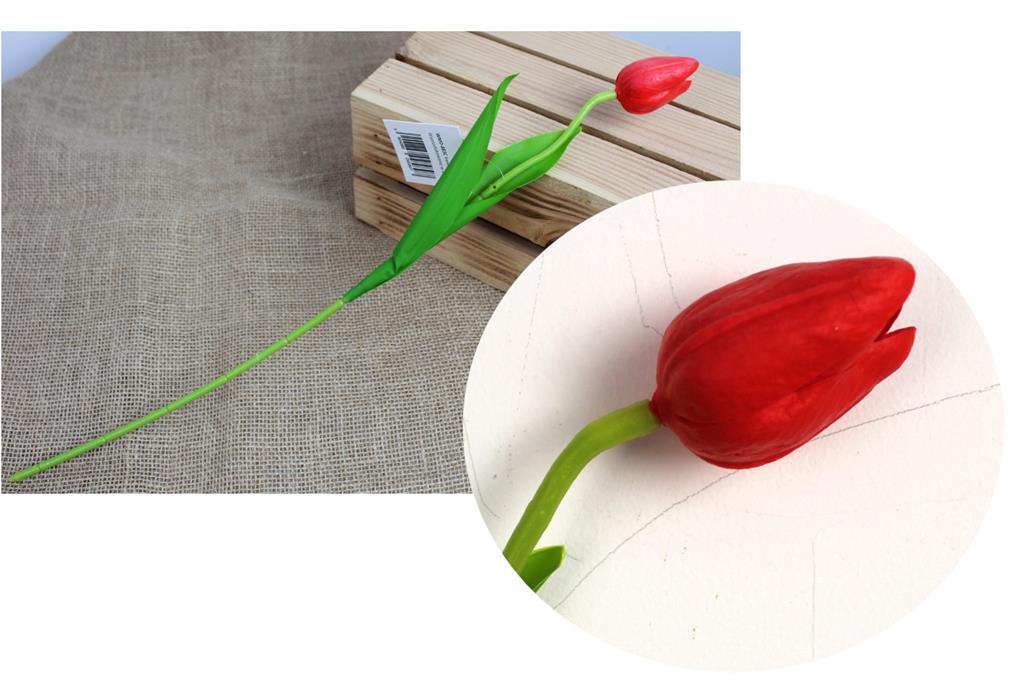 kwiat pojedynczy TULIPAN piankowy wys. 46 cm kwiat 5 x 4 cm CZERWONY WMD-883C