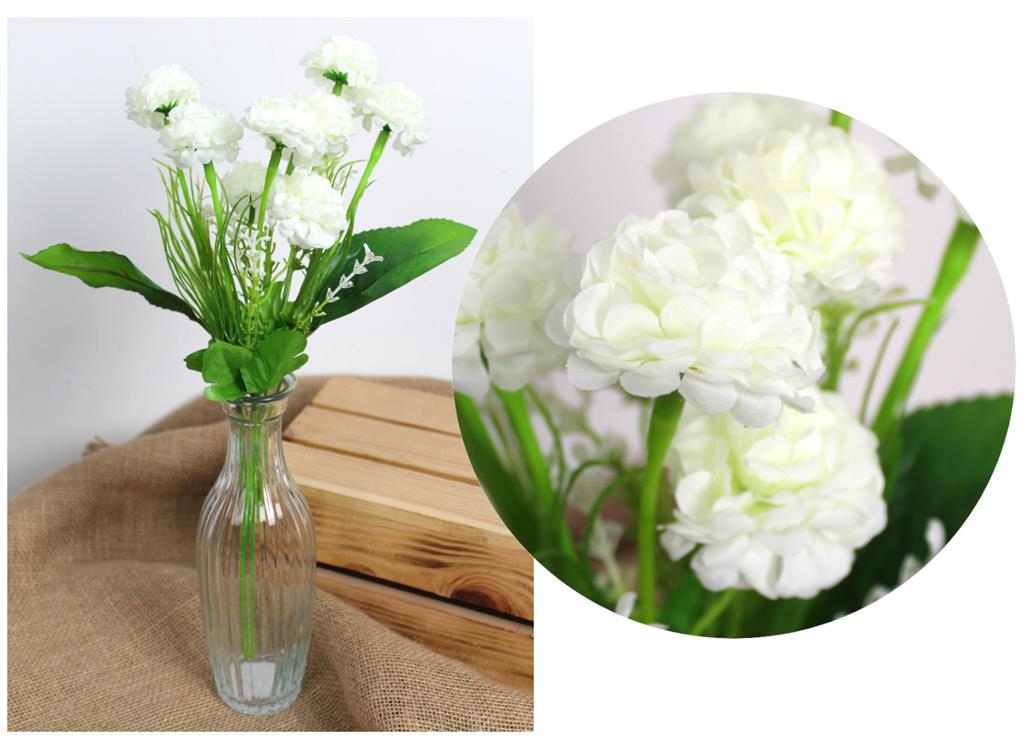 bukiet 2szt  GOŹDZIK wys. 38 cm 6 łodyg (9 kwiatów 4,5 cm) BIAŁY KMD-2410A