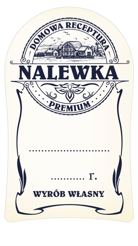 naklejki na NALEWKI DOMOWA RECEPTURA PREMIUM 10szt.  55mm x 92mm